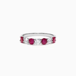 Effy Jewelry Ruby Royale 14K White Gold Ruby and Diamond Stacking Band, 1.39 TCW | Rings