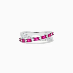 BH Multi Ruby Royale 14K White Gold Ruby and Diamond Crossover Band | Rings