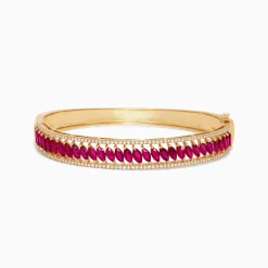 Effy Jewelry Ruby Royale 14K Yellow Gold Marquise Cut Ruby and Diamond Bangle, 6.25 TCW | Bracelets