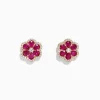 Effy Jewelry Ruby Royale 14K Yellow Gold Ruby Flower Stud Earrings, 3.18 TCW | Earrings