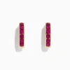 BH Multi Ruby Royale 14K Yellow Gold Channel Set Ruby 5/8" Hoop Earrings, 1.60 TCW | Earrings