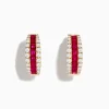 Effy Jewelry Ruby Royale 14K Yellow Gold Ruby and Diamond 5/8" Hoop Earrings | Earrings