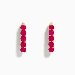 Effy Jewelry Ruby Royale 14K Yellow Gold Ruby 3/4" Hoop Earrings | Earrings