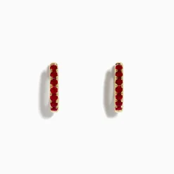 Effy Jewelry Ruby Royale 14k Yellow Gold Ruby Huggie Earrings | Earrings