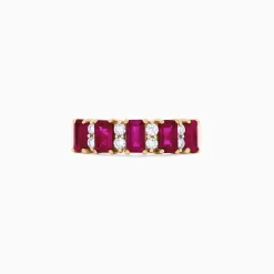 Effy Jewelry Ruby Royale 14K Yellow Gold Emerald Cut Ruby and Diamond Band, 2.10 TCW | Rings