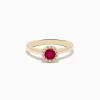 Effy Jewelry Ruby Royale 14K Yellow Gold Round Diamond Halo Ruby Ring, 0.52 TCW | Rings