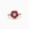 Effy Jewelry Ruby Royale 14K Yellow Gold Ruby and Diamond Flower Ring, 1.84 TCW | Rings