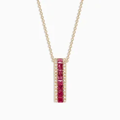 Effy Jewelry Ruby Royale 14K Yellow Gold Princess Cut Ruby Pendant, 1.17 TCW | Necklaces & Pendants