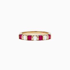 BH Multi Ruby Royale 14K Yellow Gold Ruby and Diamond Band, 0.82 TCW | Rings