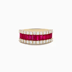 Effy Jewelry Ruby Royale 14K Yellow Gold Baguette Cut Ruby and Diamond Band | Rings