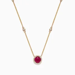 Effy Jewelry Ruby Royale 14K Yellow Gold Ruby and Diamond Station Necklace, 1.11 TCW | Necklaces & Pendants