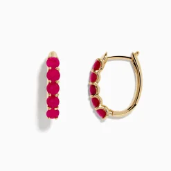 Effy Jewelry Ruby Royale 14K Yellow Gold Ruby 3/4" Hoop Earrings | Earrings