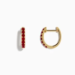 Effy Jewelry Ruby Royale 14k Yellow Gold Ruby Huggie Earrings | Earrings