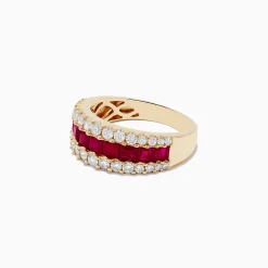 Effy Jewelry Ruby Royale 14K Yellow Gold Princess Cut Ruby u0026 Diamond Band | Rings