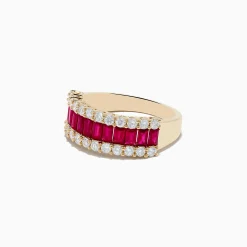 Effy Jewelry Ruby Royale 14K Yellow Gold Baguette Cut Ruby and Diamond Band | Rings