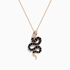 Effy Jewelry Safari 14K Rose Gold Diamond, Ruby, and Enamel Snake Pendant | Necklaces & Pendants