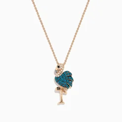 Effy Jewelry Safari 14K Rose Gold Multi Color Diamond Flamingo Pendant | Necklaces & Pendants
