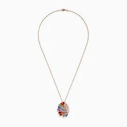 Effy Jewelry Safari 14K Rose Gold Multi Sapphire and Diamond Peacock Pendant | Necklaces & Pendants