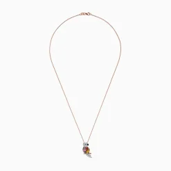 Effy Jewelry Safari 14K Rose Gold Multi Sapphire u0026 Diamond Parrot Pendant, 1.23 TCW | Necklaces & Pendants
