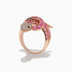 Effy Jewelry Safari 14K Rose Gold Multi Diamond and Pink Sapphire Snake Ring | Rings