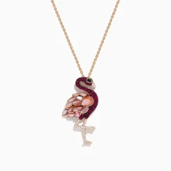 Effy Jewelry Safari 14K Rose Gold Ruby and Diamond Flamingo Pendant | Necklaces & Pendants