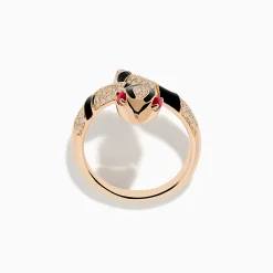 Effy Jewelry Safari 14K Rose Gold Ruby and Diamond with Black Enamel Snake Ring | Rings