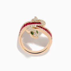 Effy Jewelry Safari 14K Rose Gold Ruby Diamond and Tsavorite Snake Ring | Rings