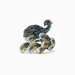 Effy Jewelry Safari 14K White Gold Mix Diamonds and Ruby Peacock Ring, 1.50 TCW | Rings