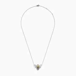 Effy Jewelry Safari 14K White Gold White and Black Diamond Bee Necklace | Necklaces & Pendants