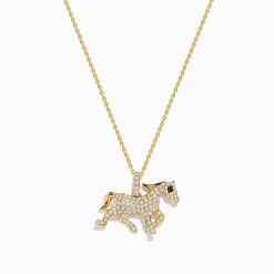 Effy Jewelry Safari 14K Yellow Gold and Diamond Horse Pendant | Necklaces & Pendants