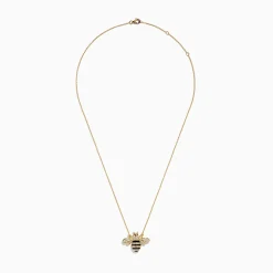 Effy Jewelry Safari 14K Yellow Gold Black and White Diamond Bee Necklace | Necklaces & Pendants