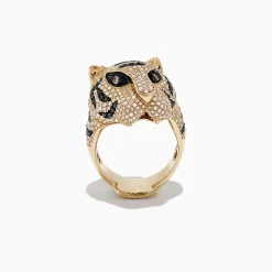 Effy Jewelry Safari 14k Yellow Gold Black and White Diamond Tiger Ring, 1.85 TCW | Rings