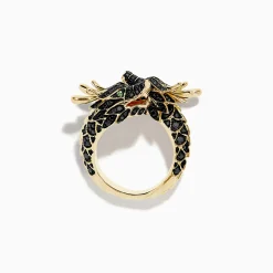 BH Multi Safari 14K Yellow Gold Black Diamond Double Headed Dragon Ring | Rings