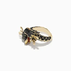 BH Multi Safari 14K Yellow Gold Black Diamond Double Headed Dragon Ring | Rings