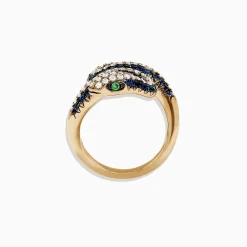 Effy Jewelry Safari 14K Yellow Gold Blue Sapphire and Diamond Snake Ring, 1.49 TW | Rings