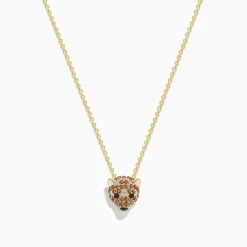 Effy Jewelry Safari 14K Yellow Gold Brown, Black, and White Diamond Bear Pendant | Necklaces & Pendants