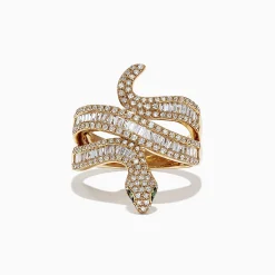 Effy Jewelry Safari 14K Yellow Gold Diamond Snake Ring, 0.95 TCW | Rings