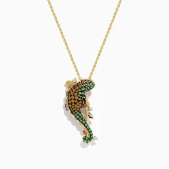 Effy Jewelry Safari 14K Yellow Gold Diamond, Citrine and Tsavorite Lizard Pendant | Necklaces & Pendants