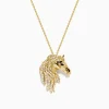 Effy Jewelry Safari 14K Yellow Gold Diamond,Black Diamond Horse Pendant | Necklaces & Pendants