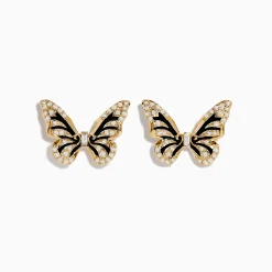 Effy Jewelry Safari 14K Yellow Gold Diamond Butterfly Stud Earrings | Earrings