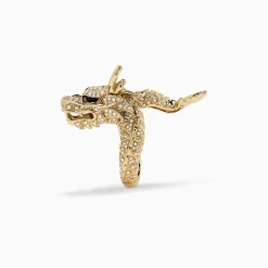 Effy Jewelry Safari 14K Yellow Gold Diamond Dragon Ring, 1.08 TCW | Rings