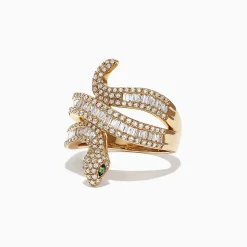 Effy Jewelry Safari 14K Yellow Gold Diamond Snake Ring, 0.95 TCW | Rings