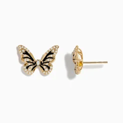 Effy Jewelry Safari 14K Yellow Gold Diamond Butterfly Stud Earrings | Earrings