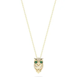 Effy Jewelry Safari 14K Yellow Gold Emerald and Diamond Owl Pendant, 0.18 TCW | Necklaces & Pendants