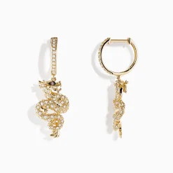 BH Multi Safari 14K Yellow Gold Espresso and White Diamond Dragon Earrings | Earrings