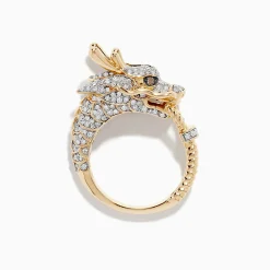BH Multi Safari 14K Yellow Gold Espresso and White Diamond Dragon Ring | Rings
