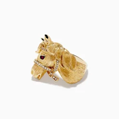 Effy Jewelry Safari 14k Yellow Gold Horse Diamond Ring | Rings