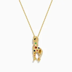 Effy Jewelry Safari 14K Yellow Gold Multi Sapphire and Diamond Giraffe Pendant | Necklaces & Pendants