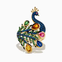 Effy Jewelry Safari 14K Yellow Gold Multi Sapphire Peacock Ring | Rings