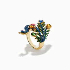 Effy Jewelry Safari 14K Yellow Gold Multi Sapphire Peacock Ring | Rings